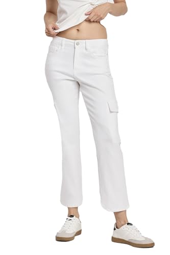 VERVET High Rise Crop Cargo Straight Jeans T6441WH