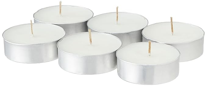 Ncry 8-9 Hour Burning Time Mega Candles Unscented White Jumbo Tea Lights Candle for Diwali, Home Décor, Receptions, Birthdays, Celebrations, Party Favors & More (6)