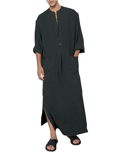 Robe musulmane haut de gamme en coton et lin pour homme élégant