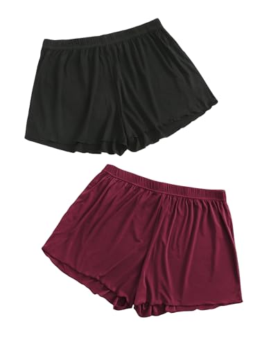 Image of Floerns Women's Plus Size Solid Pajama Shorts 2 Pack Soft Lounge Sleep Shorts