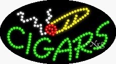LED Cigars Sign for Business Displays | Flashing Oval Electronic Light Up Sign for Smoke Shop | 15H x 27W x 1D