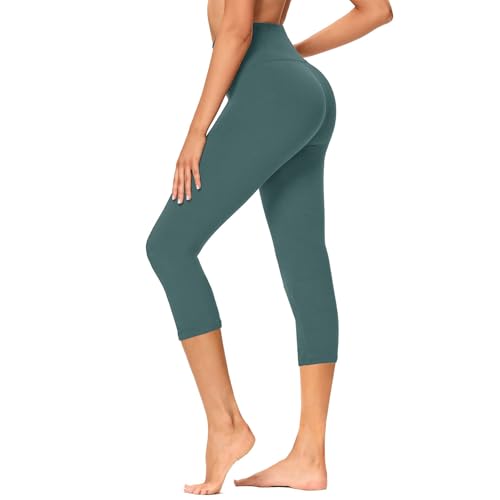 Image of GAYHAY High Waisted Capri Leggings for Women - Soft Slim Yoga Pants for Running Cycling Workout
