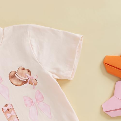 Image of Kayotuas Toddler Girl Summer Outfits Bow Embroidery Short Sleeve T-shirt and Sparkle Tutu Skirt Cute Sister Matching Dresses