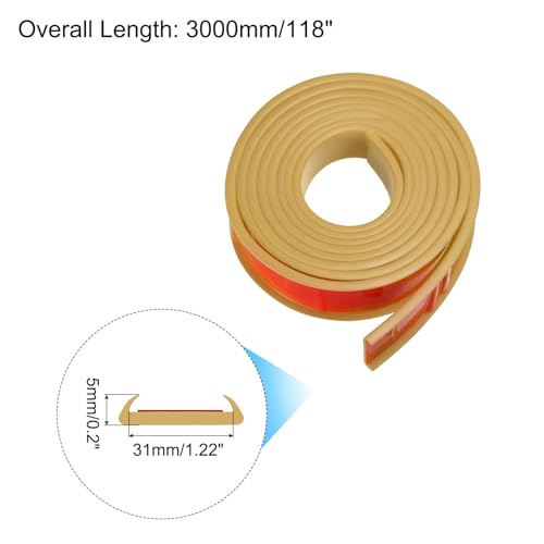 Image of uxcell U Shape Furniture Edge Banding, 3 Meters Self Adhesive Flexible Edging Trim, 5x30mm TPE Edge Guards for Cabinets Furniture Repair Restoration, Beige