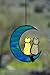 Cat Stained Glass Suncatcher – Cat on Moon Real Glass Window Hanging – Unique Modern Design Wall Art for Home or Garden Décor – Perfect Feline Lover Gift
