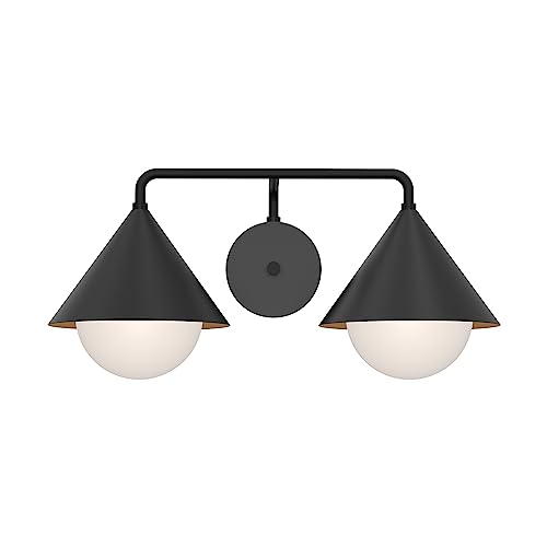 Remy 21-in Matte Black/Opal Glass 2 Lights Vanity