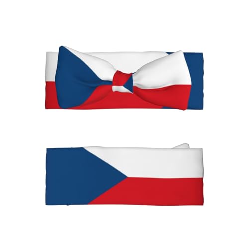 Czech Flag Baby Headbands Soft Nylon Hairbands with Stretchy Bows Girls Hair Accessories for Newborn Infant Toddler Kids2