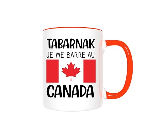 Groovy crea Mug canada - Tabarnak je me barre au canada - Idée cadeau voyage au canada - cadeau humou fan du drapeau canadien noël anniversaire