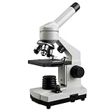 AmScope M110 Series Cordless LED Metal Frame Compound Microscope - 40X-1000X Magnification - Features Coarse Focusing Knobs - Includes 10-Piece Prepared and Blank Glass Microscope Slides