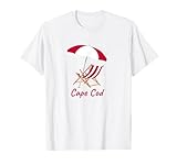 Souviner Cape Cod Beach Beaches Hotel Resort Nautique Rayé Rouge et Blanc Beach Parasol et Chaises Bord de Mer Océan Vacances d'été