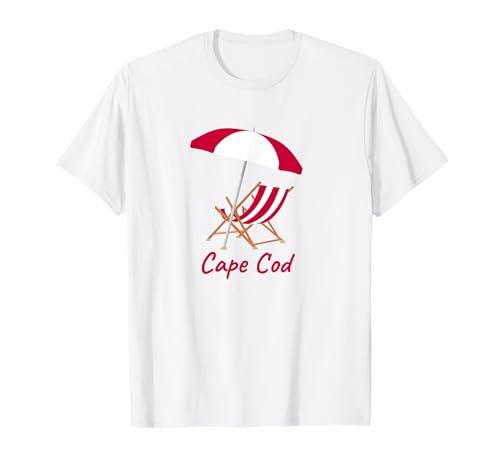 Cape Cod Beaches Red and White Striped Beach Umbrella Chair T-Shirt
