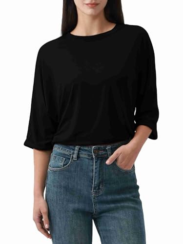 Hgarsin Women's Fashion Crewneck Tee - Lotus Pink, Short Sleeve, Oversized Casual Top For Summer 2025