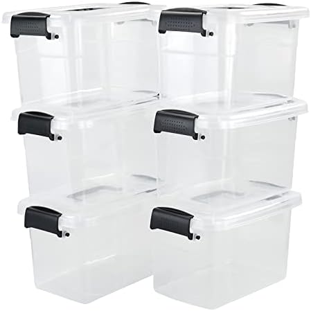 Bblina 6-pack Small Boxes, Clear Plastic Boxes with Lids, 5.5 Liter
