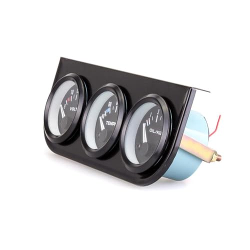 Triple Gauge Kit 2 Inch 52mm 3 in 1 Volt Meter Water Temperature Meter Oil Pressure Meter Universal for 12V Cars