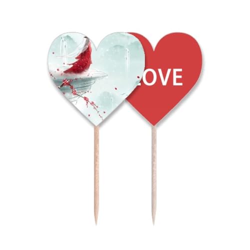 Cure-dents chinois drapeau amour en cœur pour décoration de cupcake - 2