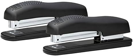 Bostitch Office 20 Sheet Desktop Stapler, Dual Clinch, Durable, Ergonomic, Non-Slip, Opens for Tacking and Crafts,Black, 2-Pack