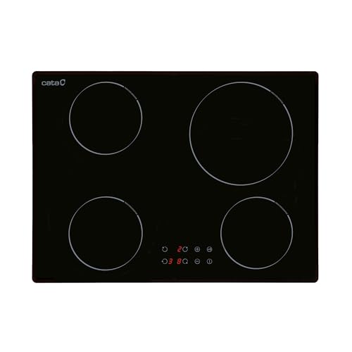 IB 5004 BK - Piano Vetroceramica con 4 Zone di Cottura - Rilevamento Automatico della Pentola - Touch Control con Indicatore di Calore Residuo - 9 Livelli di Potenza - Cata
