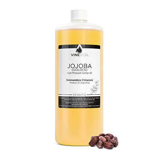 Bulk Jojoba Oil - 32 Oz Golden Jojoba Carrier Oil in HDPE Bottle - 100% Pure & Undiluted Jojoba Oil 2 Pound Jojoba Oil for DIY Soaps, Candles, and Blends - VINEVIDA (Jojoba) Bulk Jojoba Oil - 32 Oz Golden Jojoba Carrier Oil in HDPE Bottle - 100% Pure & Undiluted Jojoba Oil 2 Pound Jojoba Oil for DIY Soaps, Candles, and Blends - VINEVIDA (Jojoba)