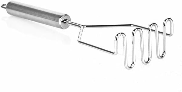 Schiacciapatate in acciaio inox con manico ergonomico, gadget da cucina professionale per purè di patate liscio, utensile da cucina resistente, design ondulato per schiacciare facilmente - 4