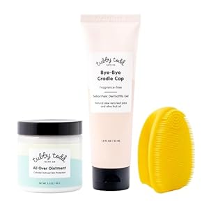 TUBBY TODD Cradle Cap Baby Hair Treatment Kit – Includes Bye-Bye Cradle Cap Gel, Cradle Cap Silicone Brush, & 3.5oz All Over Ointment – Gentle for Babies’ Sensitive Skin