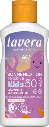 lavera Lotion solaire Sensitiv Kids SPF 50 - Crème solaire pour enfants - Sans filtre UV chimique - Pour peaux sensibles - Imperméable - Végétalien - Cosmétique naturel - 100 ml