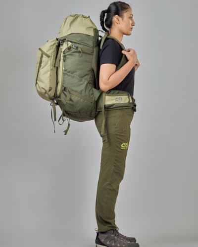 Image of Trishul 70L Modular Trekking Rucksack with detachable 10L daypack, rain cover, AeroSpine support & front opening. Ideal for hiking, trekking & expeditions.