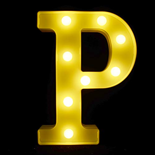 HopeU5 Vintage Iluminado Letters Alphabet Letters Symbol batería Marquee luz con LED Blanco Caliente, Material de plástico-P Cover