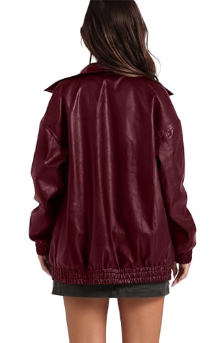Image of Sampeel Leather Jacket Women Faux Oversized Motorcycle Bomber Coats 2026 Fall Fashion Outfits Winter Clothes