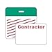 Brady 95661, 2-Part, 1-Week Td Badge W/Gree, Green, Legend "Contractor" (500 per Package)