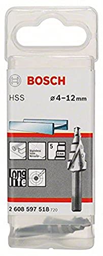 Bosch 2 608 597 518 - Broca escalonada HSS - 4 - 12 mm, 6,0 mm, 50 mm (pack de 1)