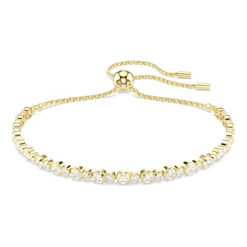 Swarovski Bracelet Tennis de la collection Matrix, avec une alternance de petits et moyens cristaux incolores de taille ronde, fermoir boule coulissante,...