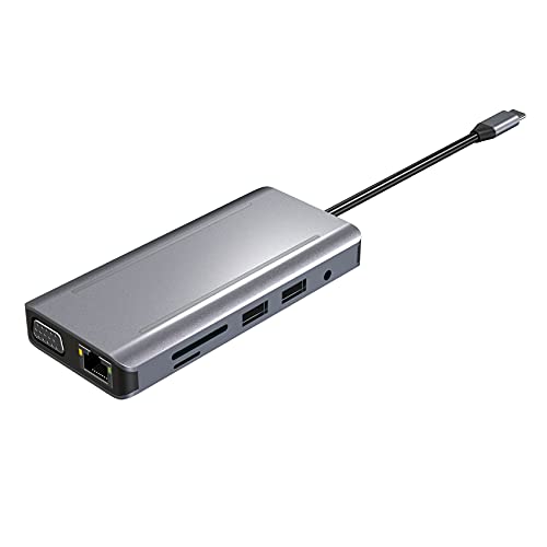 Hub Hub Hub USB C 11-en-1 avec RJ45 Gigabit et double écran VGA 4K