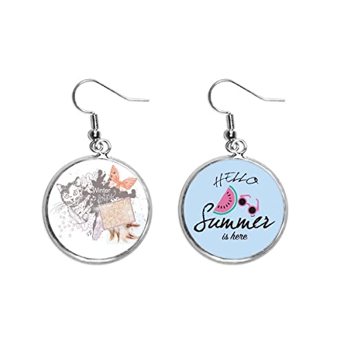Pendientes de sandía veraniegos estilo pintura en tinta de gato