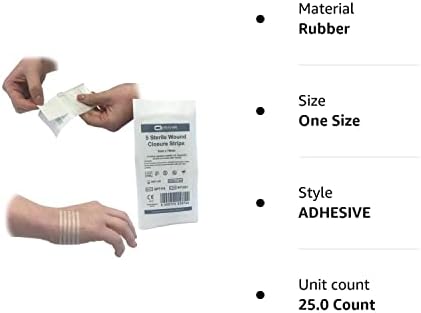 125 STRIPS (25 PACKS) OF QUALICARE 3MM X 75MM ADHESIVE HYPO-ALLERGENIC STERILE SKIN SUTURES STITCH WOUND CLOSURE STRIPS