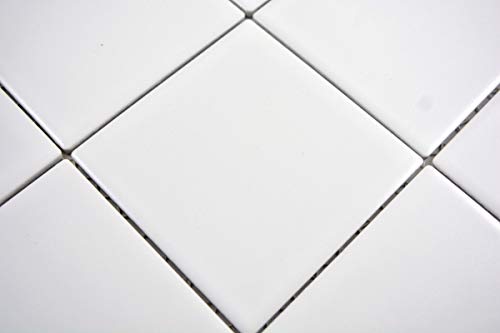 Mosaico de azulejos de cerámica, color blanco mate, revestimiento de bañera, MOS23-0111_f
