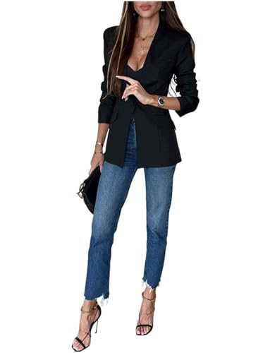 Blazer d'affaires sans col veste de costume de travail chic pour femme