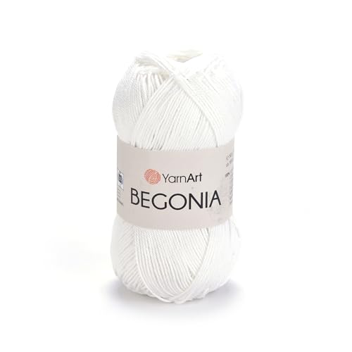 YarnArt Begonia 100% Cotton, Pure Premium Soft Cotton for Knitting Crochet and Amigurumi, Shiny Colors 1.76 Oz (50g) / 185 Yrds (169m) (0003)