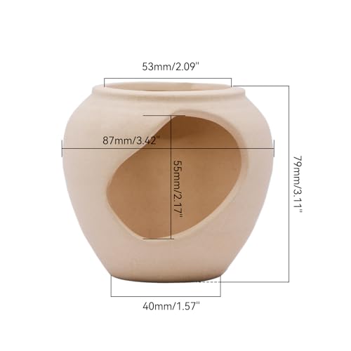 Image of AnRui Fish Tank Hideout Ceramic Jar Aquarium Decorations Cave Cute Jar with a Hole Aquarium Accessories Decor Ornaments for Cichlid, Small Fish, Shrimp to Play Hide Breed Habitat, Apricot