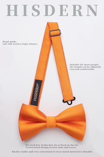 Image of HISDERN Bow Ties for Men Solid Color Pre-Tie Bow Tie and Pocket Square Set Classic Formal Tuxedo Bowties for Wedding Party