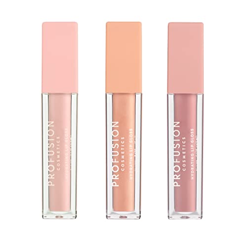 Profusion Cosmetics Lip Trio Hydrating Lip Gloss with High Shine Finish for All Skin Types, Achieve Luscious Lip with Bold and Nourishing Lip Gloss Set – Nudes - Image 3