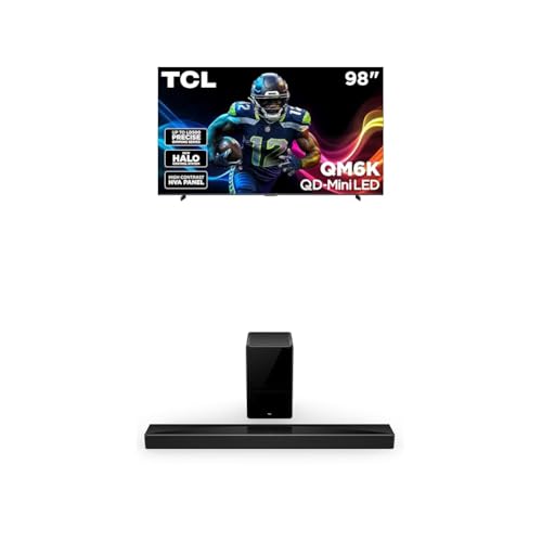 Image of TCL 98-Inch QM6K QLED 4K Smart QD-Mini LED TV with Google TV (98QM6K, 2025 Model) + Q75H Q Class 5.1.2 Channel Soundbar with Dolby Atmos