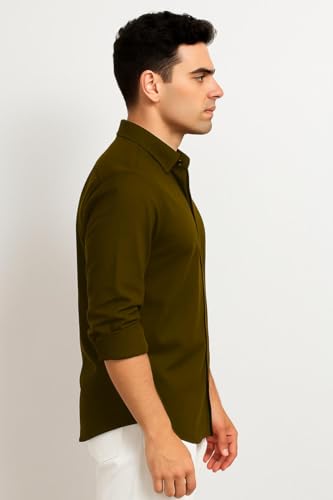 Image of Men's Casual Cotton Blend Shirt | Regular Fit | Full Sleeve | Solid Design