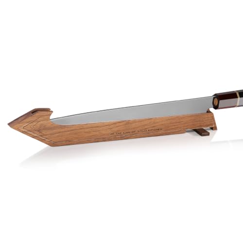 FINDKING Magnetic Edge Guard with Stand, Walnut Wood Blade Cover & Mini Knife Block for Counter Storage, Portable Protector for 10.5" Chef Knife
