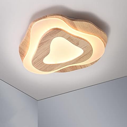 SENFAY Solid Wood LED Ceiling Lamp, Warm White 3000K LED Ceiling Light, 35W 2800lm Ø45cm, Round Modern Ceiling Light for Bedroom Kitchen Living Room Dining Room Hallway Cover