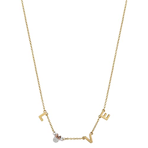 Amazon Essentials Disney Plated Cubic Zirconia Minnie Mouse Love Necklace, Tri-Tone, 16" + 2" Extender #TOP18