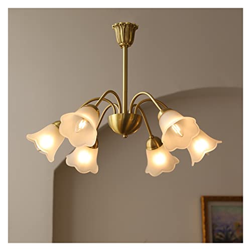 Lustre salon de style français tout-cuivre pour sublimer un plafond haut