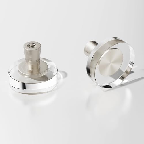 CEYMIO 8 Pack Round Crystal Cabinet Knobs 1-1/4 Inch Brushed Nickel