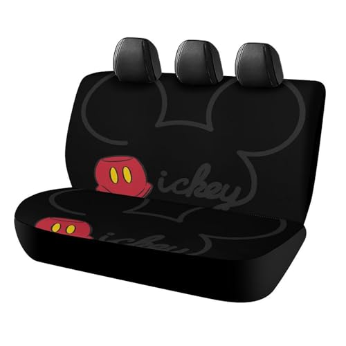 ミッキーマウス アニメ カーシートカバー 車シートカバー 後部座席用 シート保護 おしゃれ カー用品 軽/普通車 汎用 後席クッションカバー 人気 四季通用 プレゼント