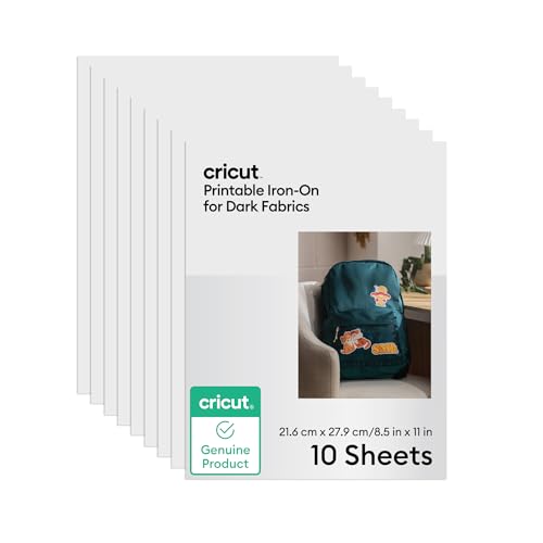 Cricut Printable Iron-On for Dark Fabrics, 10 sheets (8.5' x 11') -...
