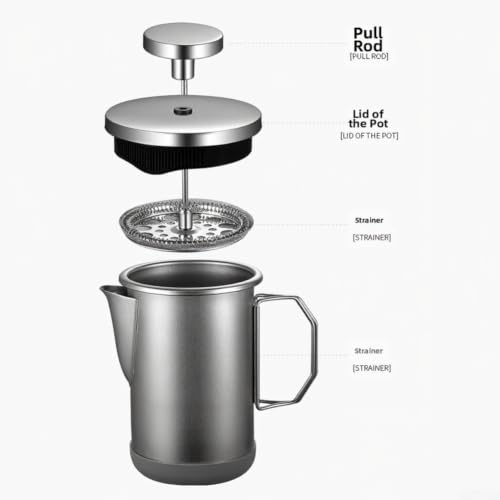 Cafetera de acero inoxidable 304 color negro multiusos para camping 6